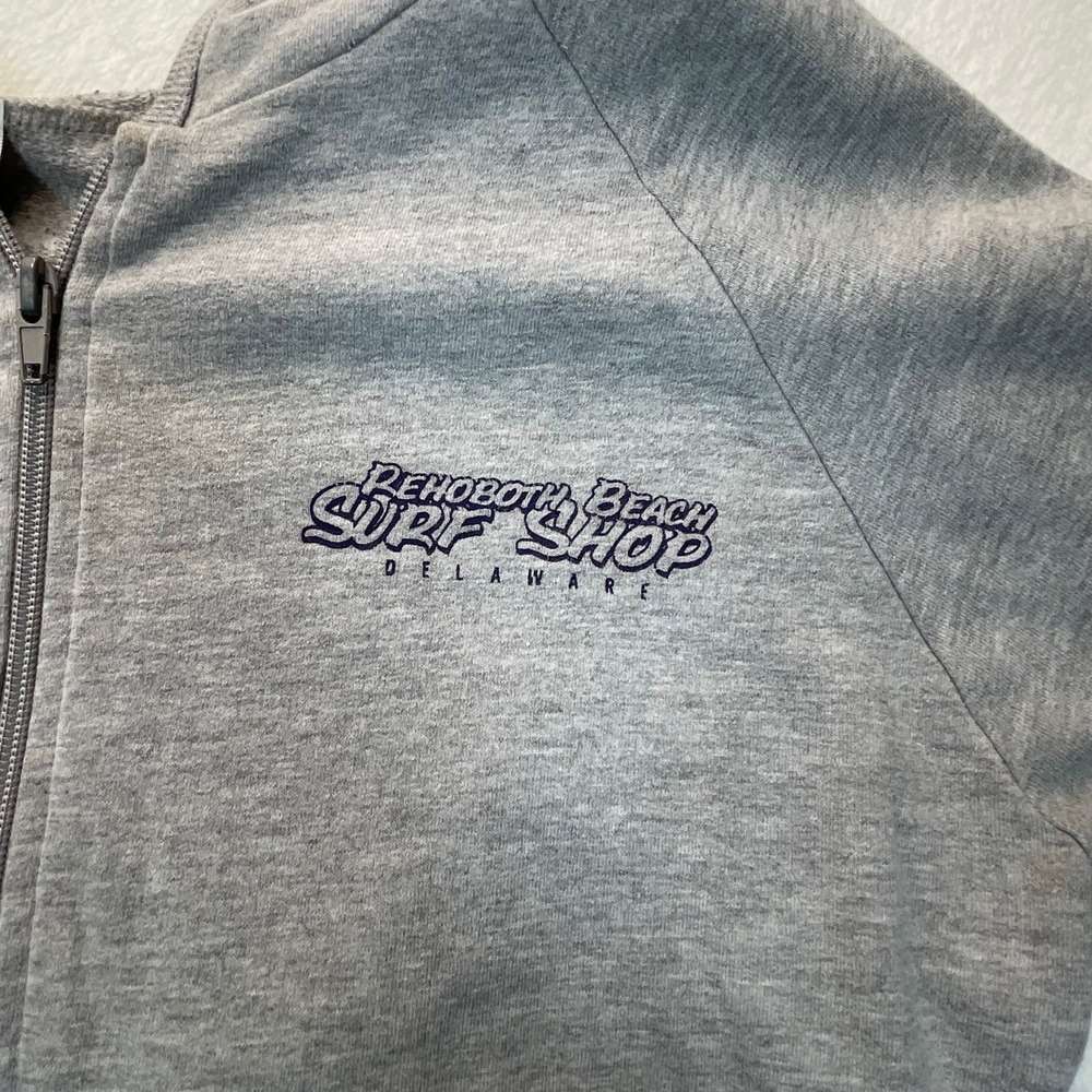 American Apparel Zip Hoodie Womens M Gray Rehoboth Beach Mermaid Surf Nautical - Picture 6 of 9